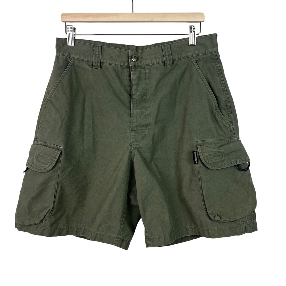Nike ACG Vintage Mens Olive Green Ripstop Cargo‎ Shorts Button Fly Size 32 M